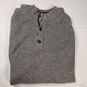 Alex Cannon 3 Button Front Sweater Mens 2XL Gray Cotton Knit Long Sleeve Casual